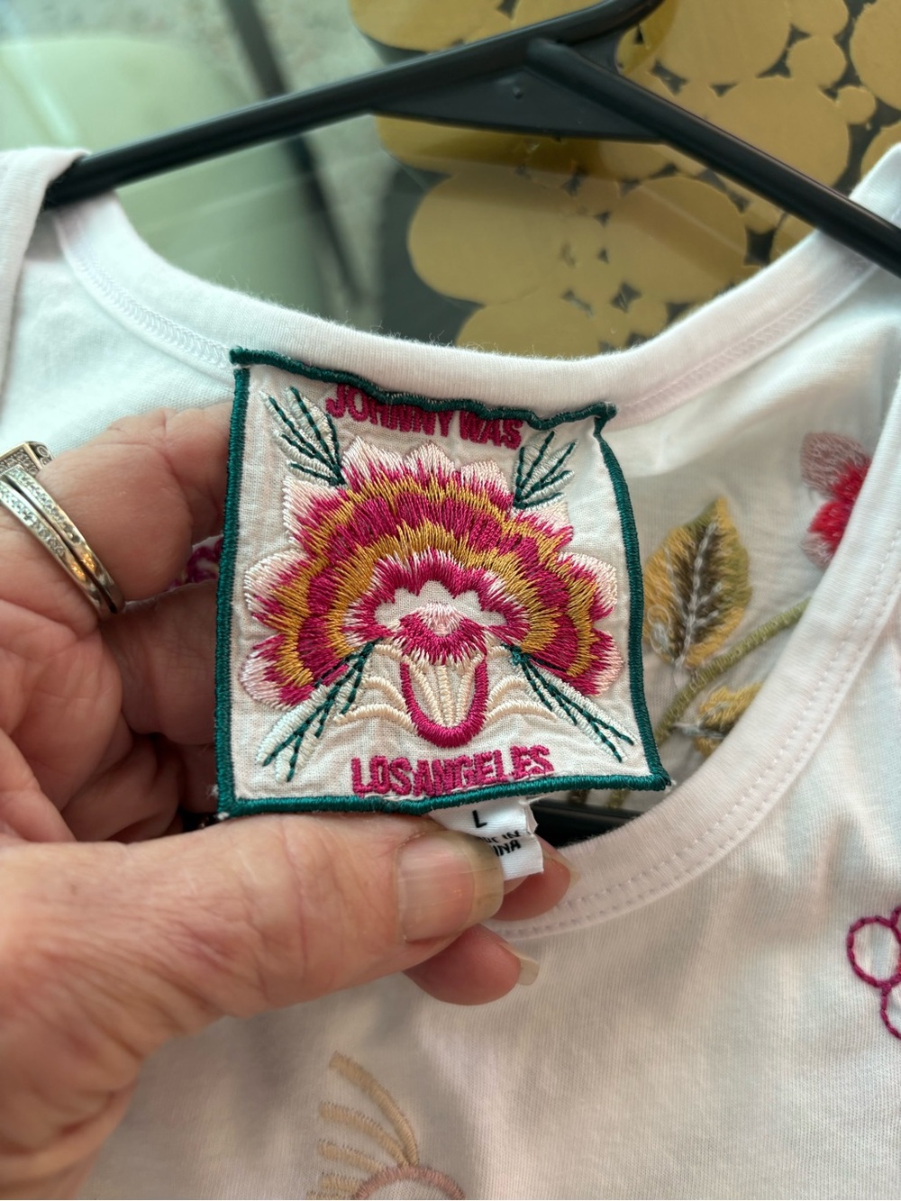 JOHNNY WAS Embroidered Sleeveless Swing Tank Top! White Cotton Knit! Size Large - Picture 6 of 10